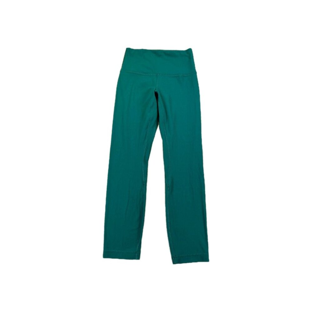 Lululemon Align Ribbed Cropped Pants Womens 4 Green Stretch Sweat Wicking Sports